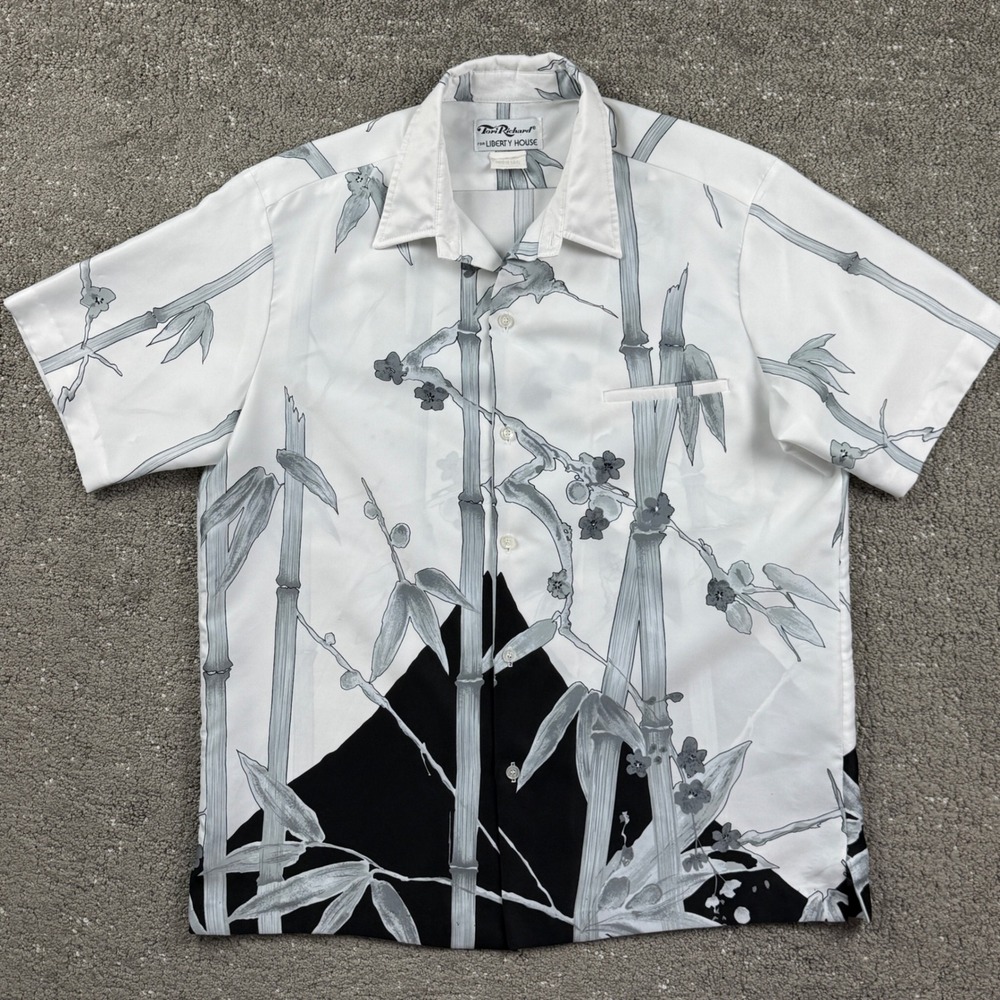 Vintage 70s Tori Richard Liberty House Hawaiian Shirt Mens L Bamboo Polyester